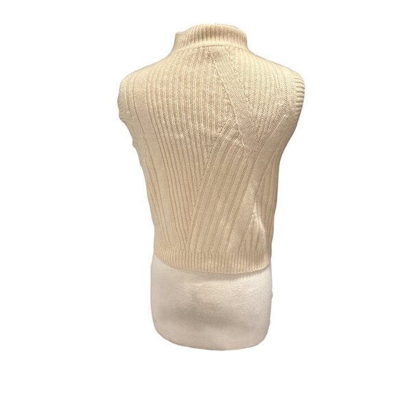 Career Wear Diane Von Furstenberg Sleeveless Wool & Cashmere Mock Neck Sweater V - Picture 2 of 8